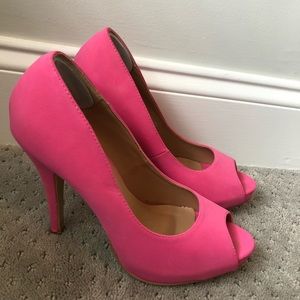 Journey Collection- peep toe pink platform pumps